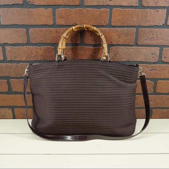 gucci canvas bag with bamboo handle